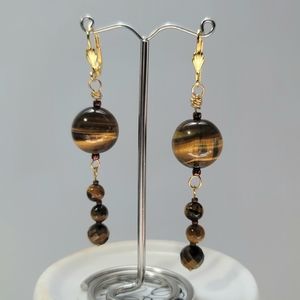 Hand Made Harmony Balance Tiger Eye Droplet  Earrings